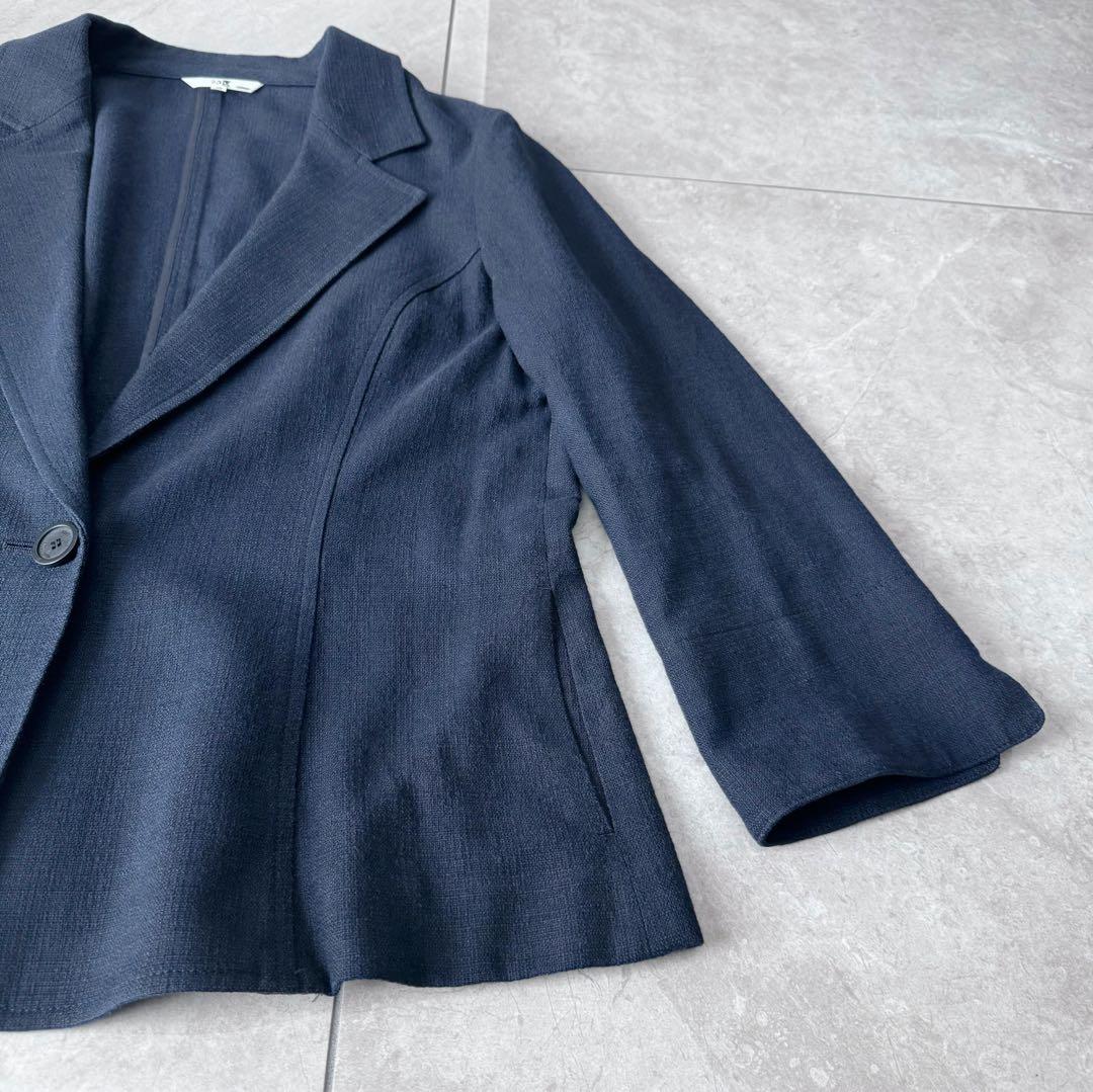 《美品》23区　大きめスーツ　4L リネン　麻　ネイビー　セットアップ 冠婚葬祭