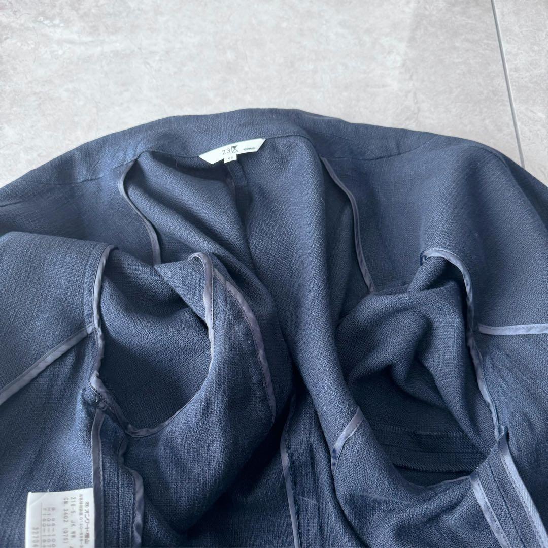 《美品》23区　大きめスーツ　4L リネン　麻　ネイビー　セットアップ 冠婚葬祭