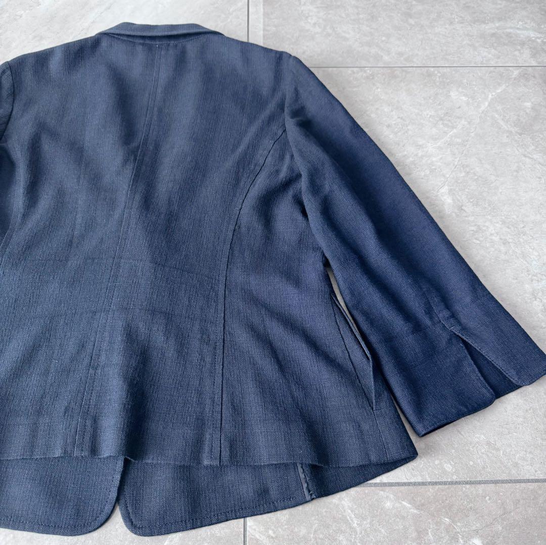 《美品》23区　大きめスーツ　4L リネン　麻　ネイビー　セットアップ 冠婚葬祭