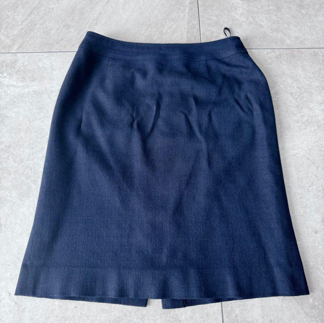 《美品》23区　大きめスーツ　4L リネン　麻　ネイビー　セットアップ 冠婚葬祭