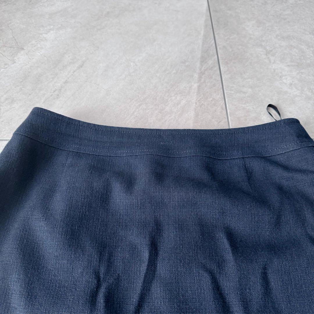 《美品》23区　大きめスーツ　4L リネン　麻　ネイビー　セットアップ 冠婚葬祭