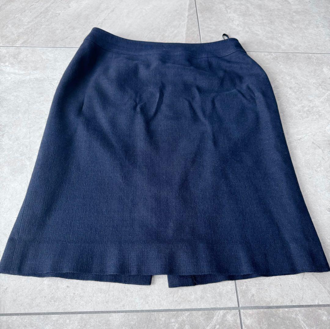 《美品》23区　大きめスーツ　4L リネン　麻　ネイビー　セットアップ 冠婚葬祭