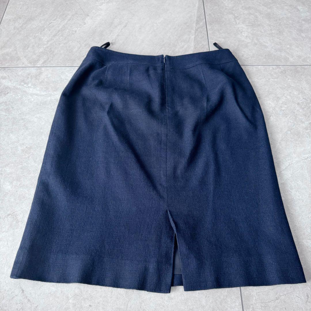 《美品》23区　大きめスーツ　4L リネン　麻　ネイビー　セットアップ 冠婚葬祭