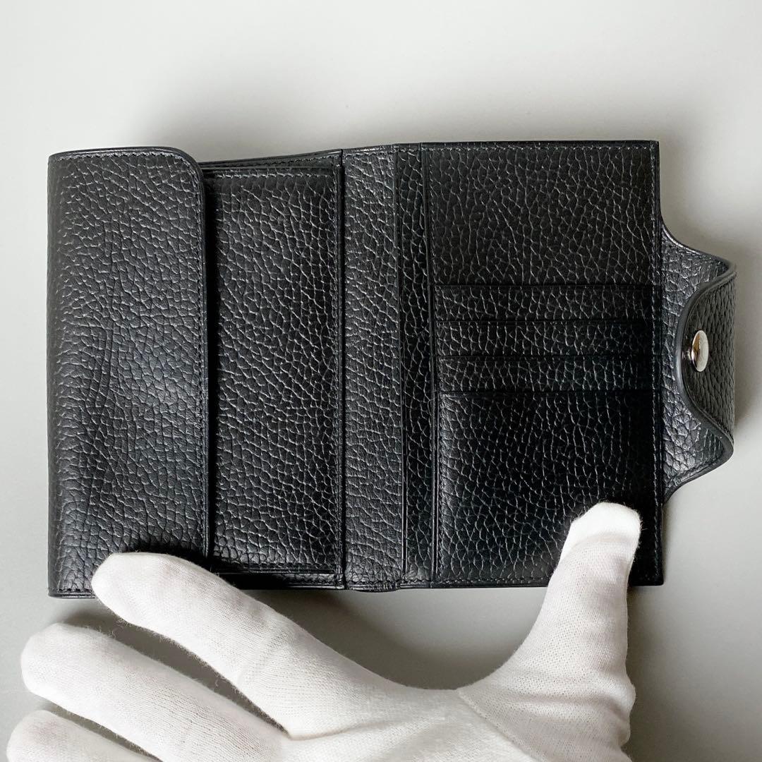 HERMES / イリアードコンパクト W刻印 二つ折り財布 ブラック