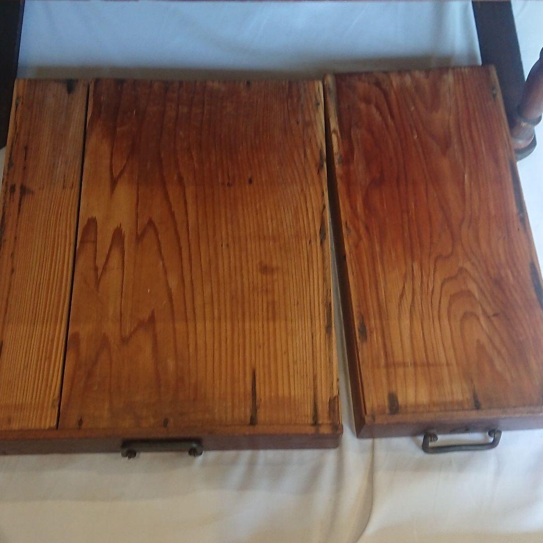 【昭和レトロ】木製文机 ダークブラウン 引き出し２つ アンティーク