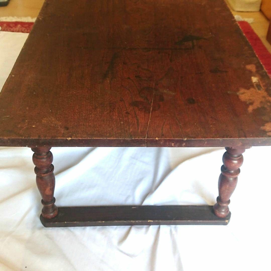 【昭和レトロ】木製文机 ダークブラウン 引き出し２つ アンティーク