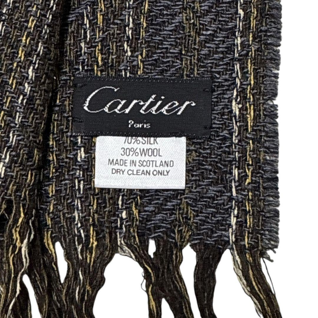 【美品】Cartie カルティエ シルク混 大幅ストール スコットランド製
