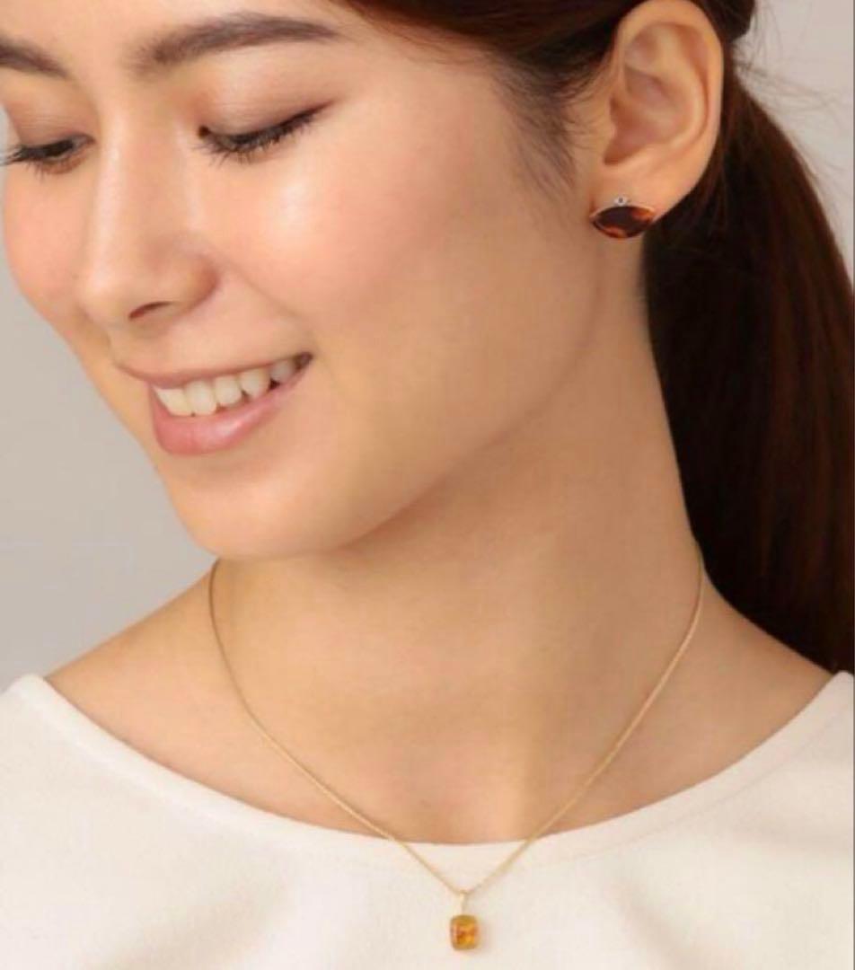 美品♡アガット K10 アンバー.ラブラドライト リバーシブルチャーム《証明書付