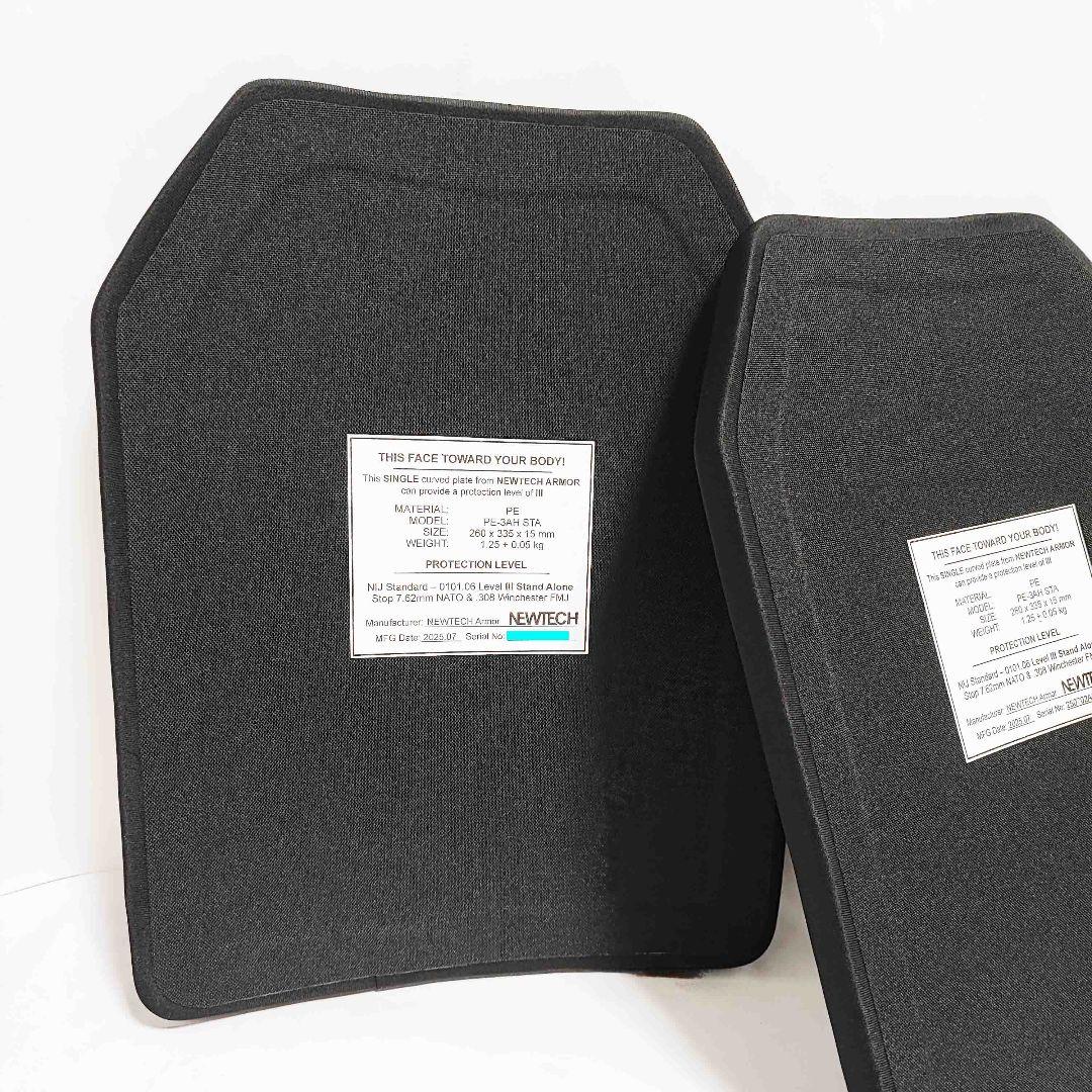 NIJ III レベル３ 防弾プレート Lサイズ PE製 ２枚 Newtech