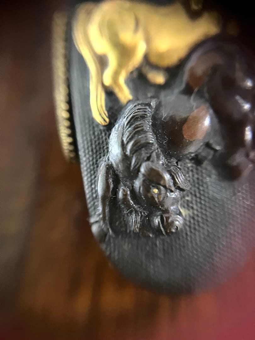 最終値下げ 金象嵌 縁頭 駿馬 刀装具 (刀剣 鐔 鍔 )