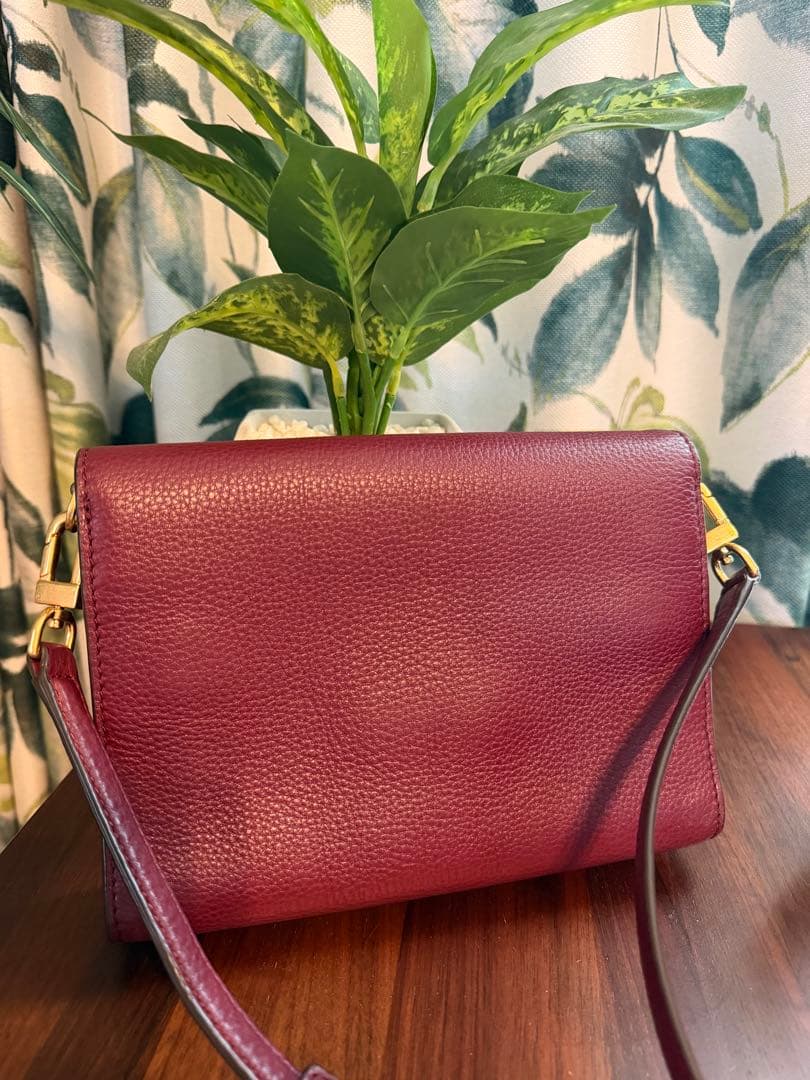 お値下げ！美品⭐︎Tory Burch バーガンディ 斜めがけショルダーバッグ