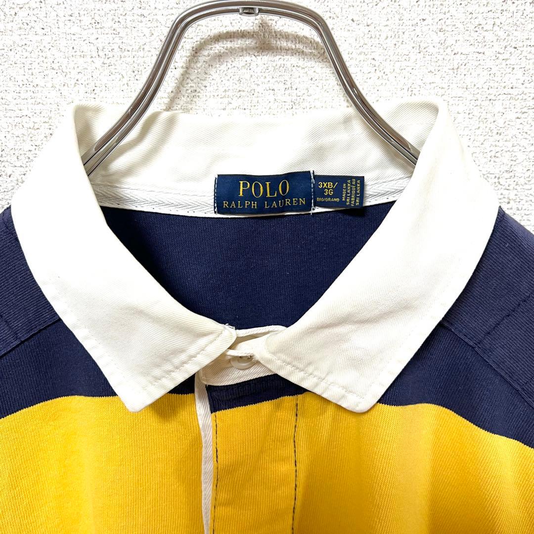 【良品】POLO Ralph Lauren 太ボーダー ラガーシャツ 3XB