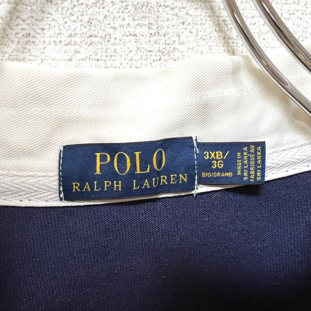 【良品】POLO Ralph Lauren 太ボーダー ラガーシャツ 3XB