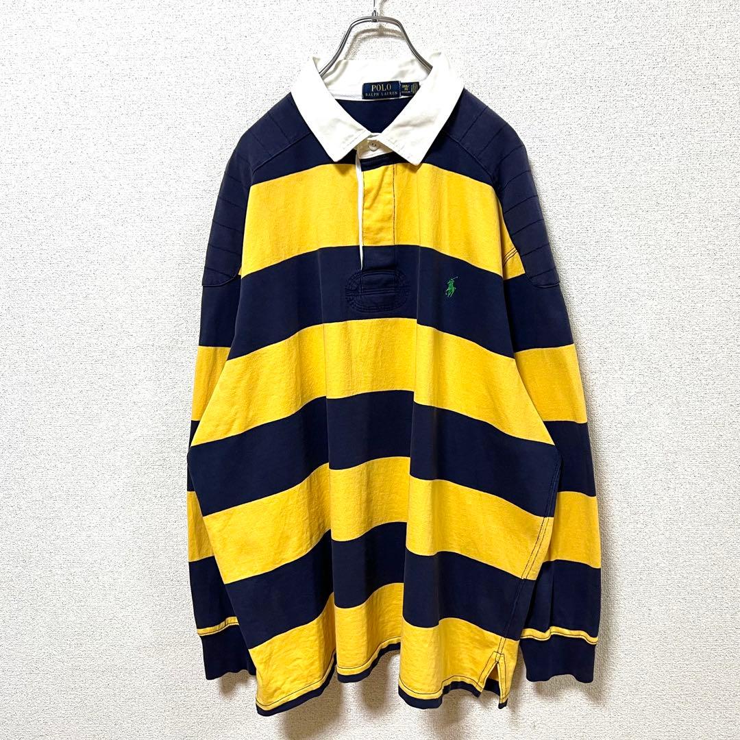 【良品】POLO Ralph Lauren 太ボーダー ラガーシャツ 3XB