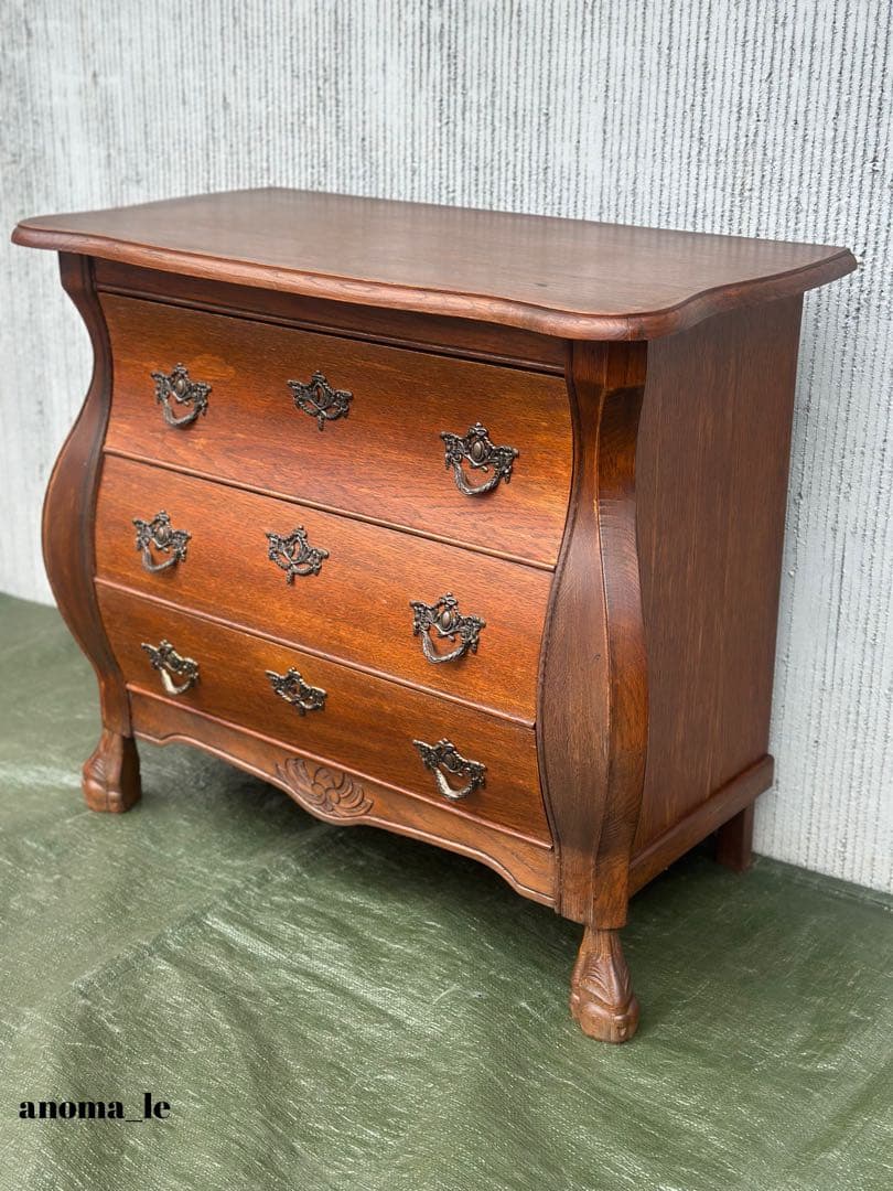 5007【チェスト】コモードチェスト　オーク　ボール＆クロウ　アンティーク