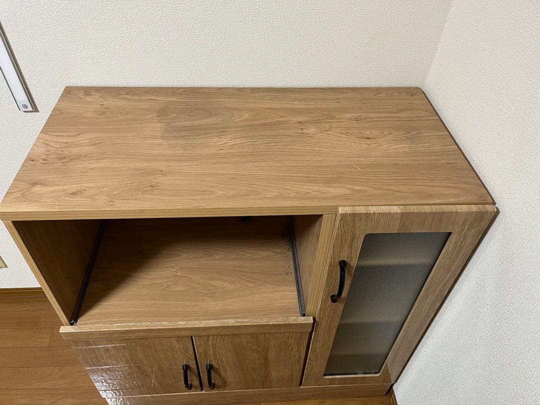 木目調キッチン収納キャビネット