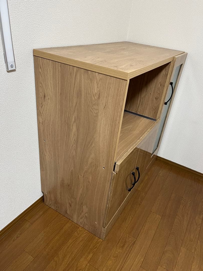 木目調キッチン収納キャビネット