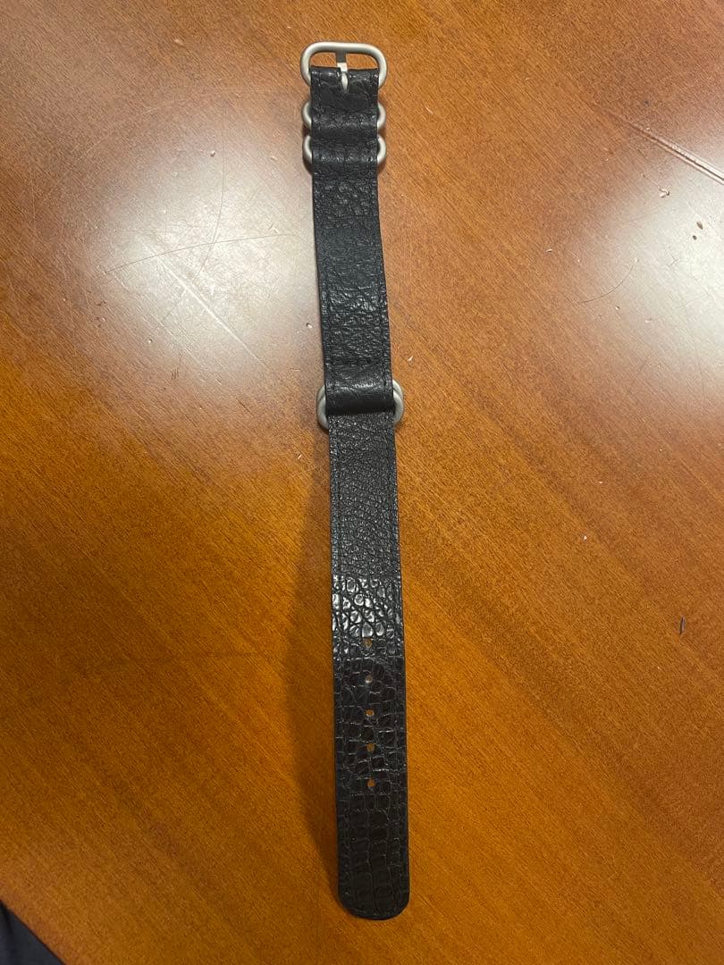 『THE SOLE』 クロコダイル製NATOベルト　20ミリ　ブラック