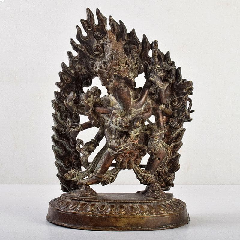 中国　古銅　チベット仏　歓喜仏　仏像　時代箱付　D　R9110