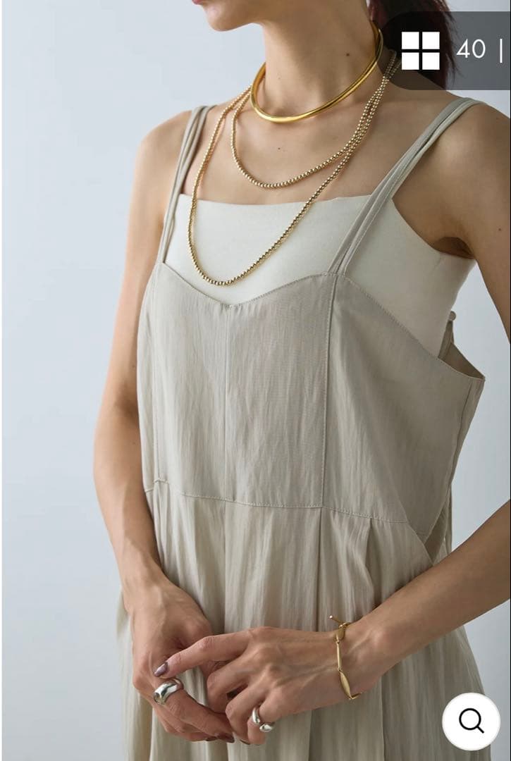 【esica】リネンライク半袖ダブルジャケット+リネンライクビスチェ風サロペット