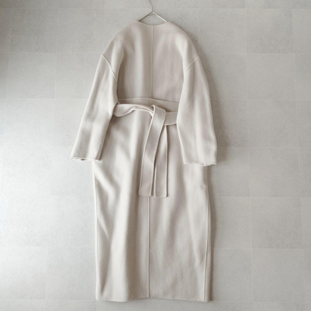 春カラー ミラオーウェン 袖ボリューム接結ノーカラーコート ふっくら袖