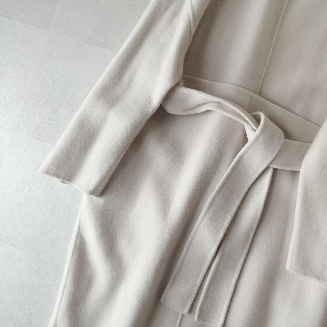 春カラー ミラオーウェン 袖ボリューム接結ノーカラーコート ふっくら袖