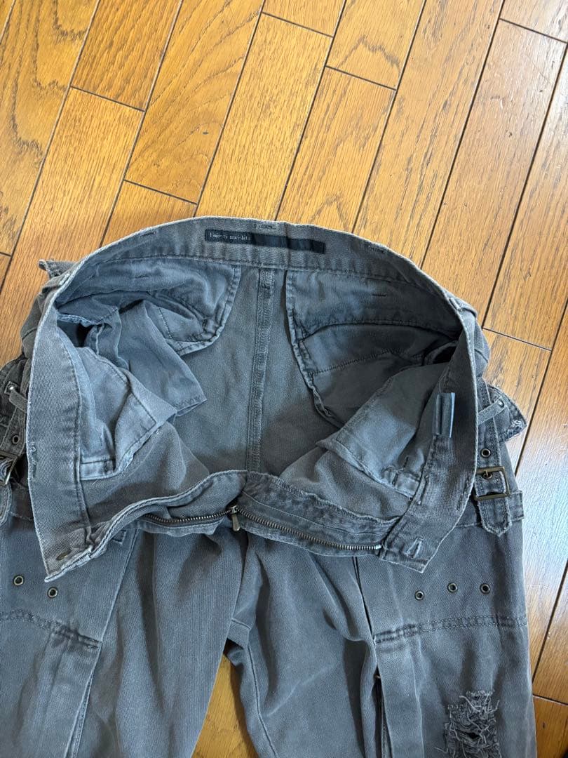 う*ぱ様 キミノリモリシタ　グレー 厚手綿カーゴパンツ ダメージ加工　kimin