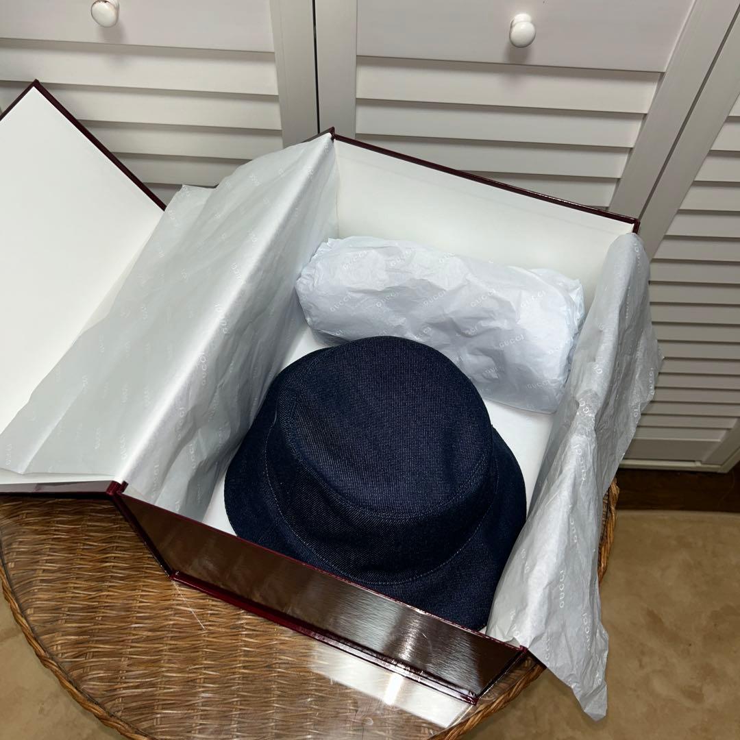 GUCCI グッチ レザーデニムバケットハット