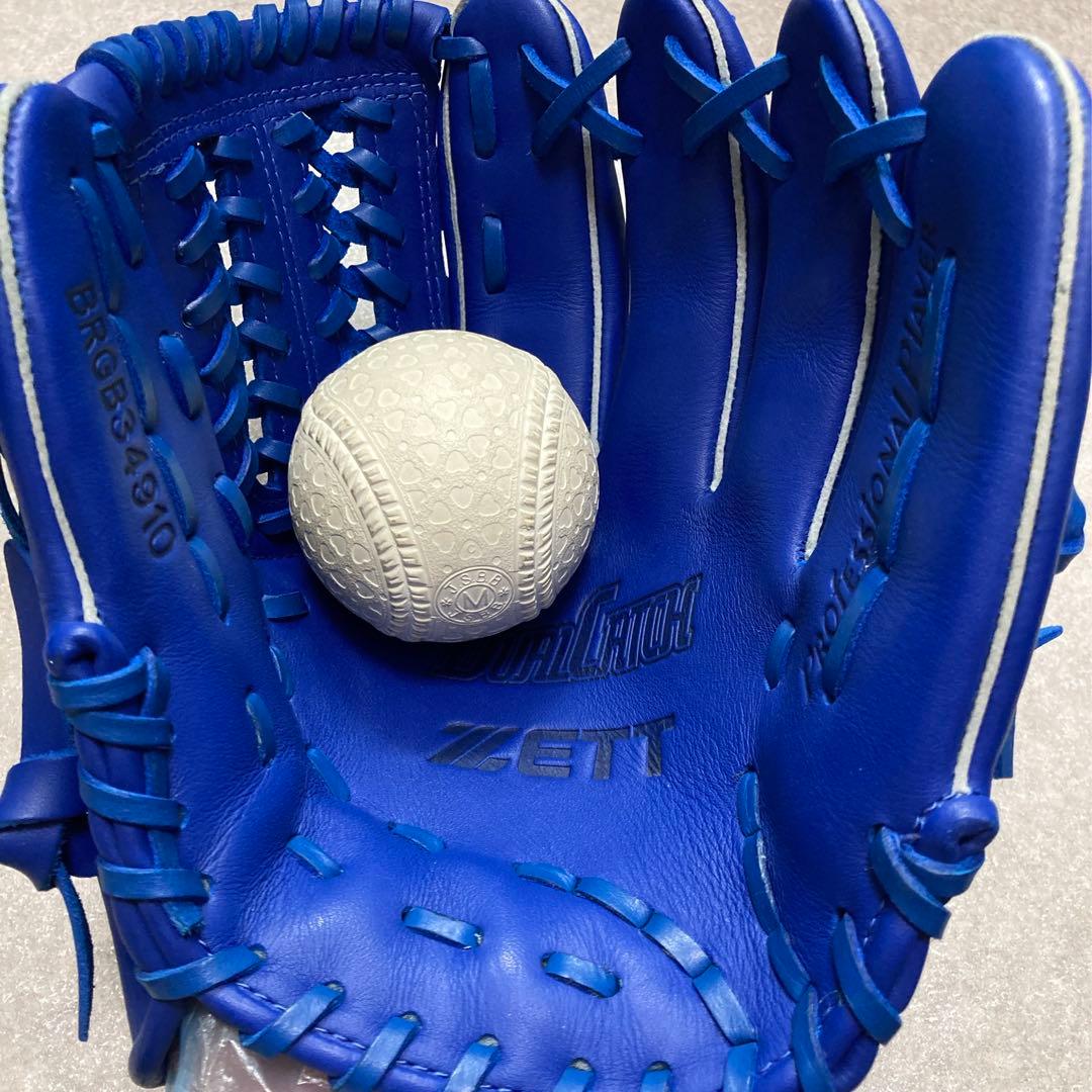 ゼット 一般 大人用 軟式 内野 野球 グローブ グラブ ほぼ未使用品 人気の青