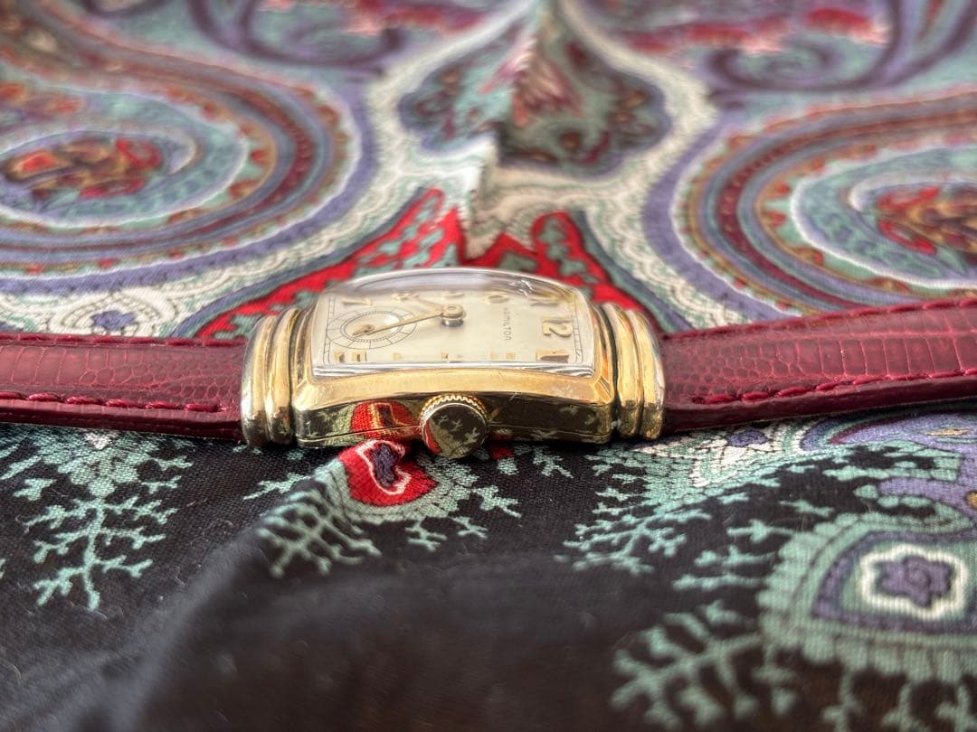 お買い得ハミルトン手巻　希少Emerson稼働美品植字インデックス18金無垢素材