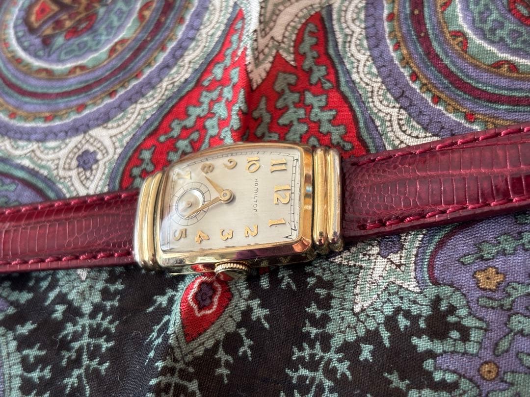 お買い得ハミルトン手巻　希少Emerson稼働美品植字インデックス18金無垢素材