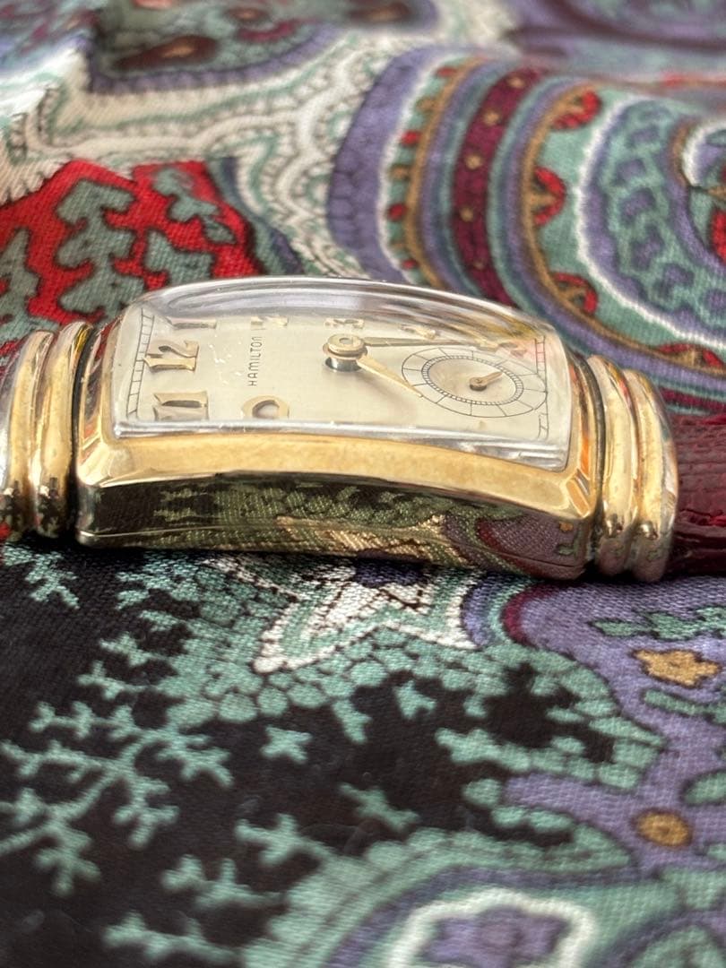 お買い得ハミルトン手巻　希少Emerson稼働美品植字インデックス18金無垢素材