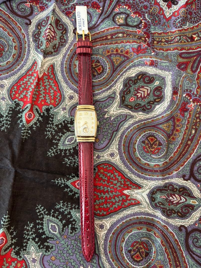 お買い得ハミルトン手巻　希少Emerson稼働美品植字インデックス18金無垢素材