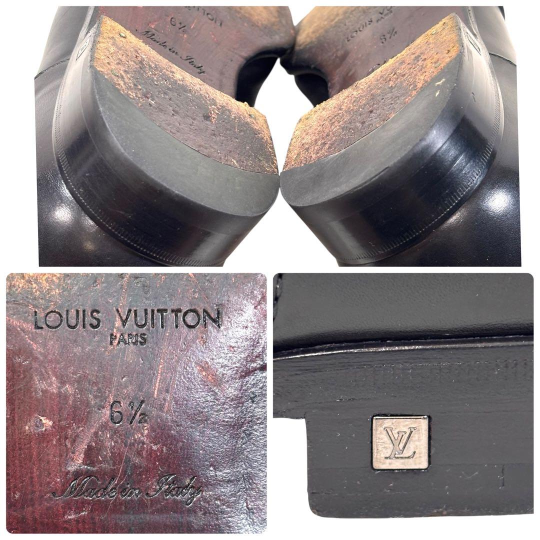 ルイヴィトン 6 1/2 25.5 レザー ビジネス モンクストラップ ブラック