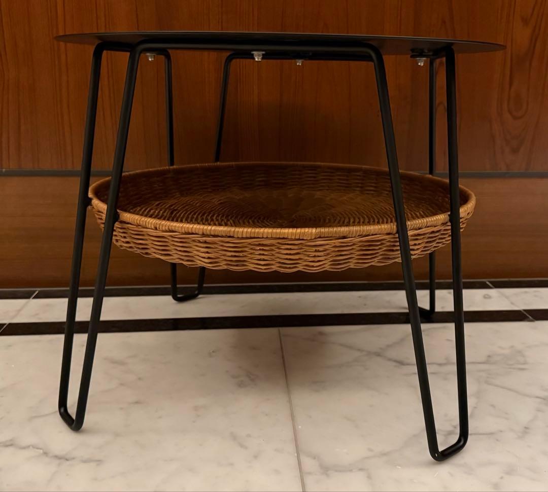 イデー IDEE ワラビー 丸テーブル スチール×ラタン 黒 ローテーブル