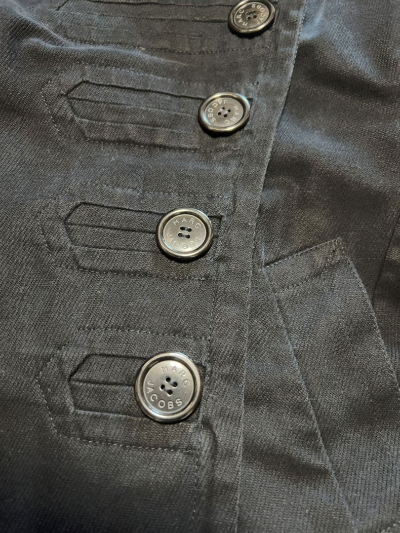 MARCJACOBS黒　コーデュロイ　ダブルボタン　6 ベルトコート2WAY