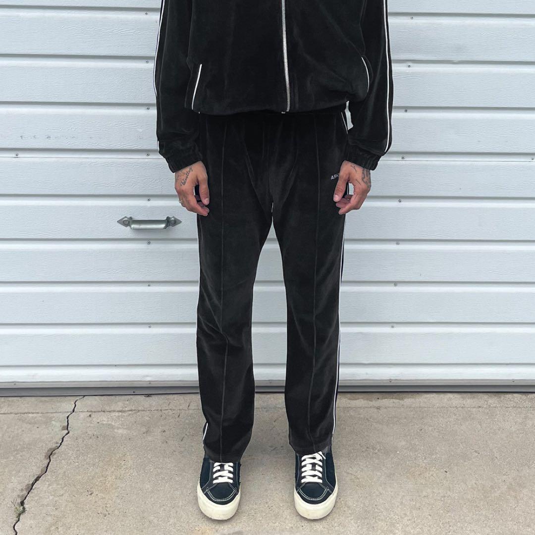 ASKYURSELF ベルベット トラックパンツ ブラック