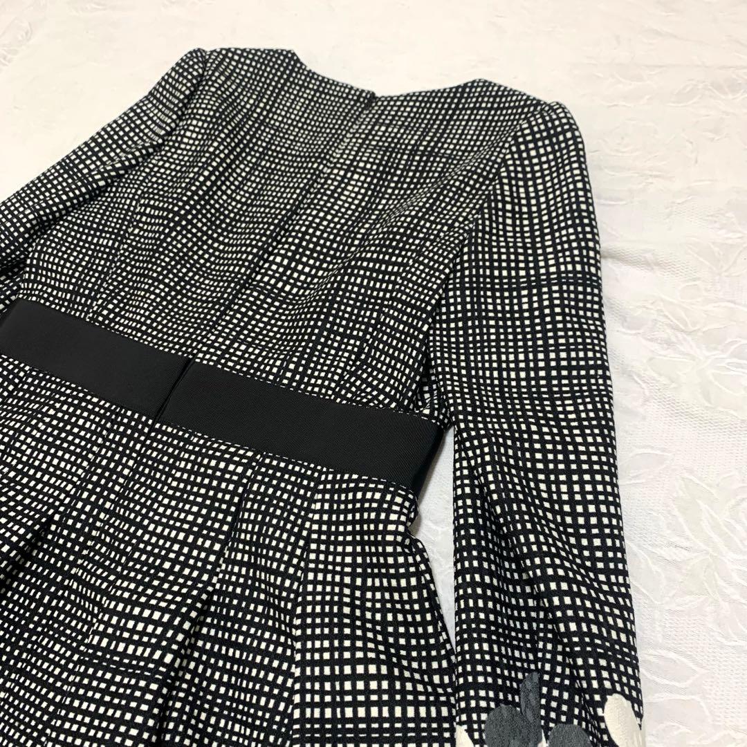 M'S GRACY ワンピース 40 花柄 ブラックフラワーモチーフ タック入り