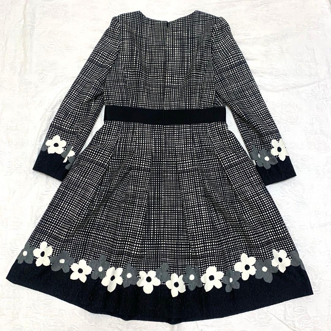 M'S GRACY ワンピース 40 花柄 ブラックフラワーモチーフ タック入り