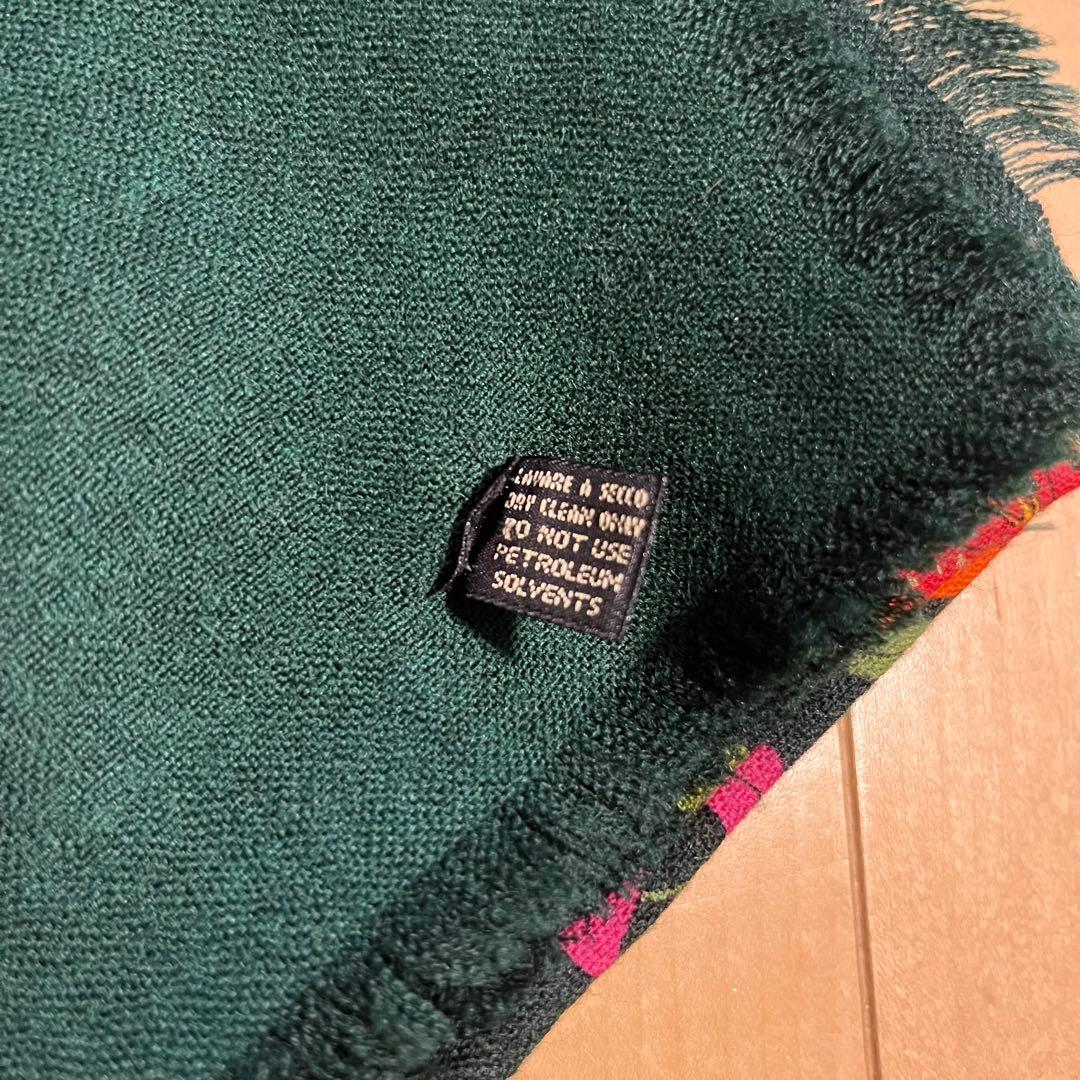 GUCCI グッチ 大判 ショール ストール ウール 花柄 美品　カーキ　みどり