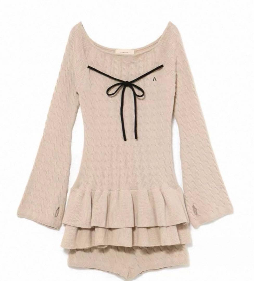 ワンピース andmary Milky frill mini dress beige