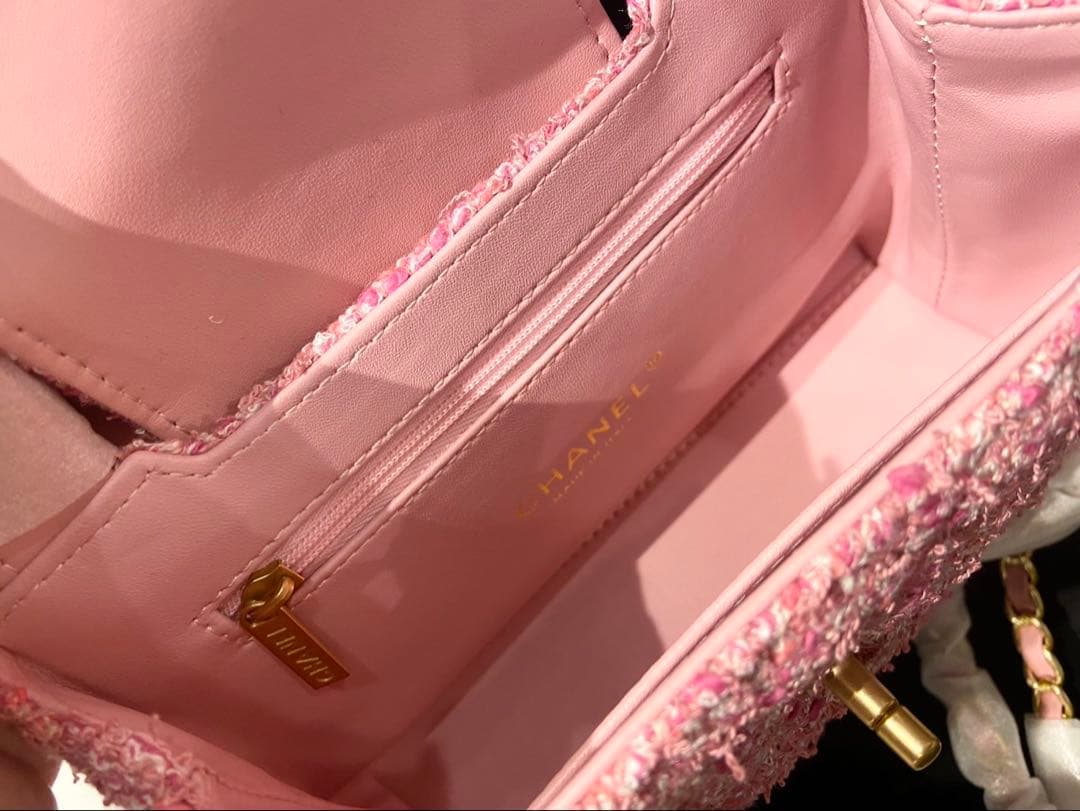 シャネル マトラッセ ツイード ハンドバッグ ピンク ノベルティ