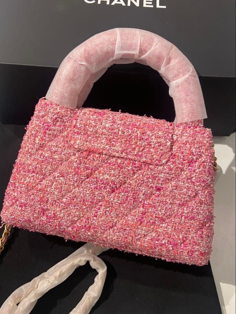 シャネル マトラッセ ツイード ハンドバッグ ピンク ノベルティ