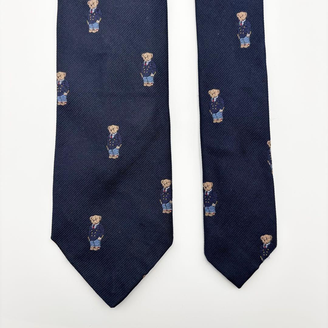 02208 ポロラルフローレン　ポロベア　ネクタイ　ネイビー　ナロータイ