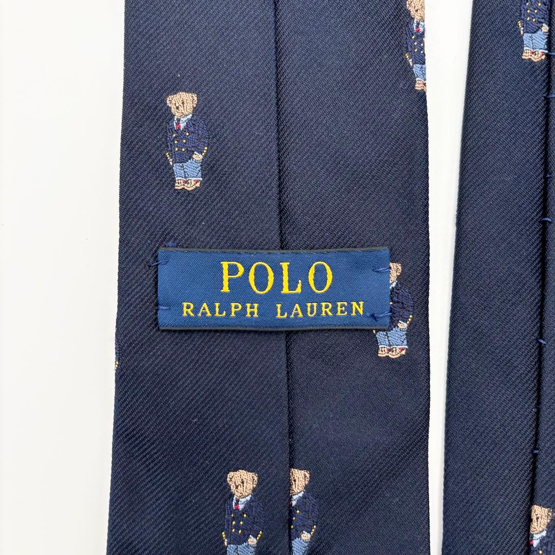 02208 ポロラルフローレン　ポロベア　ネクタイ　ネイビー　ナロータイ