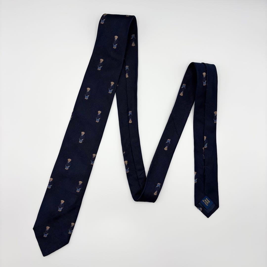 02208 ポロラルフローレン　ポロベア　ネクタイ　ネイビー　ナロータイ