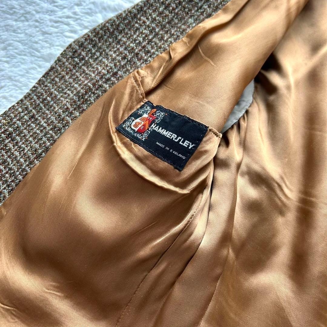 美品 ハリスツイード ヘリンボーン テーラードジャケット 胡桃ボタン ブラウン