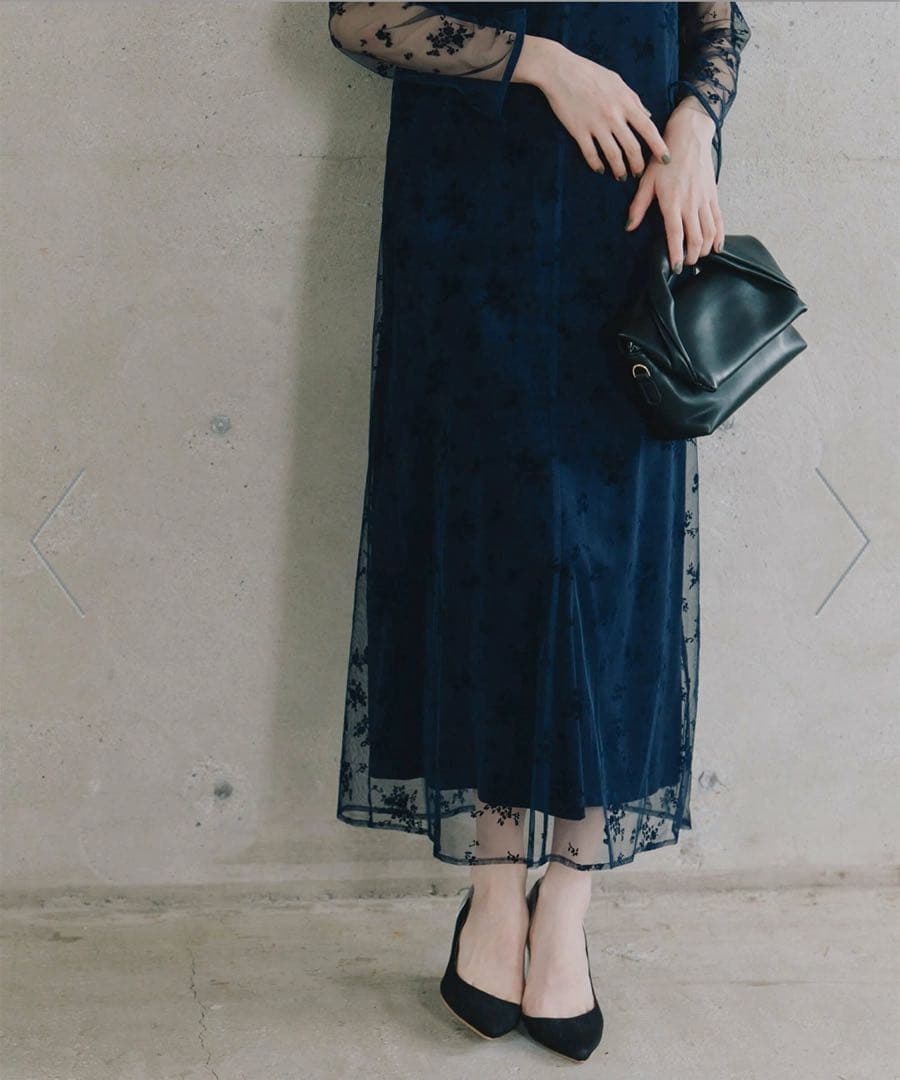 kaene フロッキーベロア2wayドレス