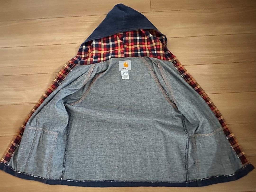 VINTAGEカーハートフード付デニムジャケット USA製Mサイズ