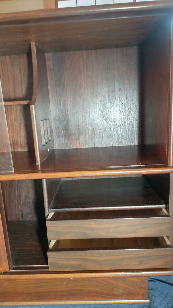 【送料込み】花柄装飾の木製レトロ茶箪笥